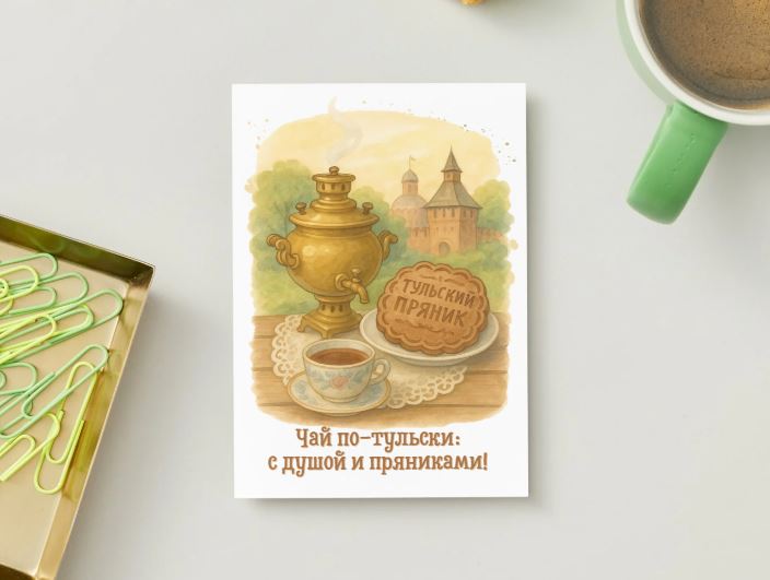 Открытка «Чай по-тульски: с душой и пряниками!»