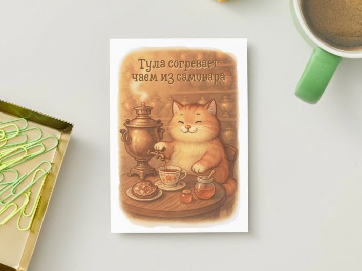 Открытка «Тула согревает чаем из самовара»