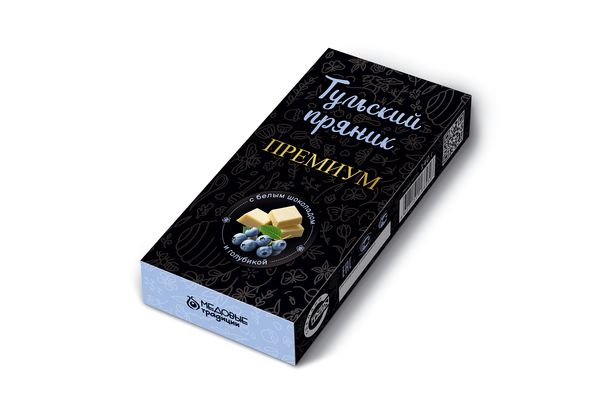 Тульский пряник ПРЕМИУМ "С белым шоколадом и голубикой", 140 гр.